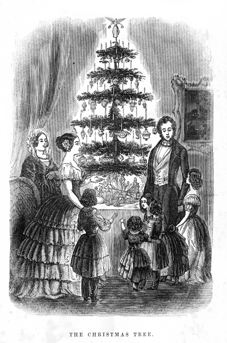 《戈迪婦女雜誌》重新刊登的英國維多利亞女王家族和聖誕樹。（ Wikimedia）
